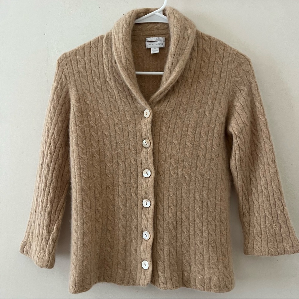 Charter Club | beige cashmere cardigan